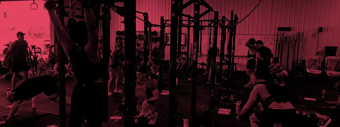 A busy group class mid-workout